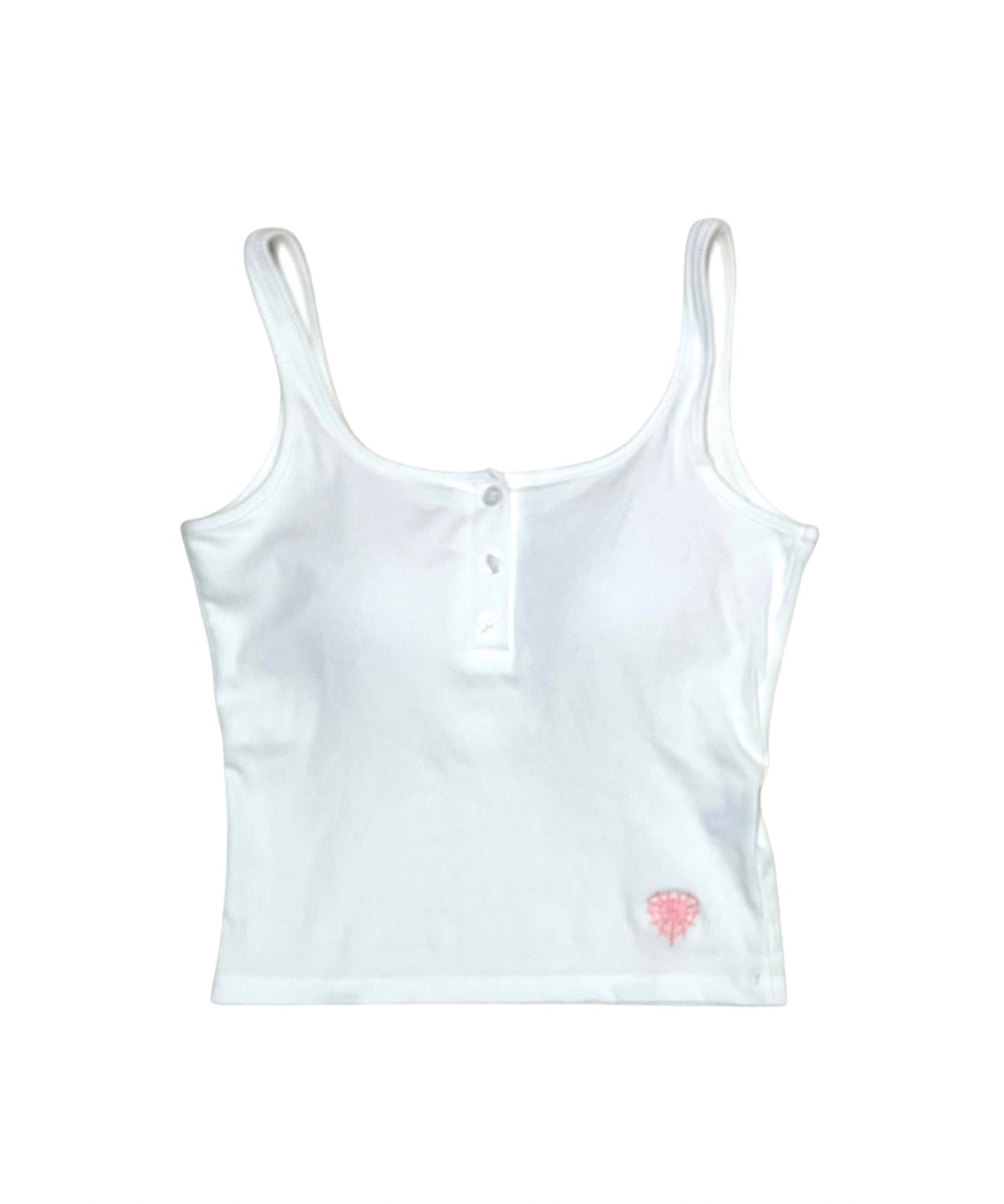 ボタンスクエアタンクトップ | Square Neck Button Tank Top
