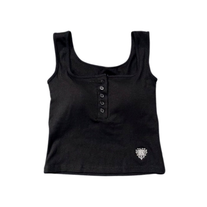 ボタンスクエアタンクトップ | Square Neck Button Tank Top
