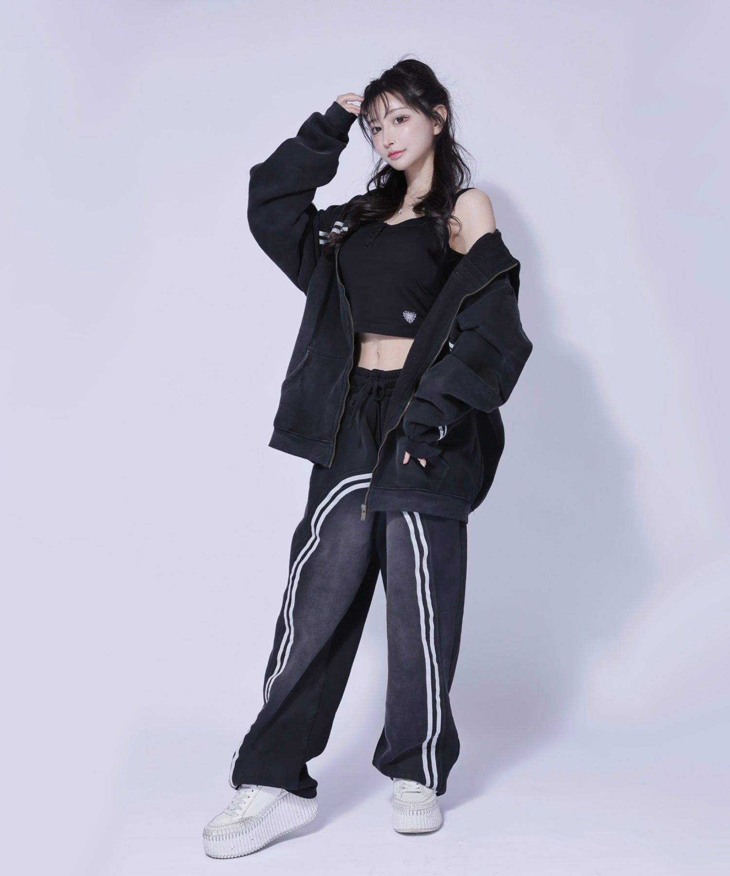 再販】ストリートラインジップパーカー /Street Line Zip Hoodie