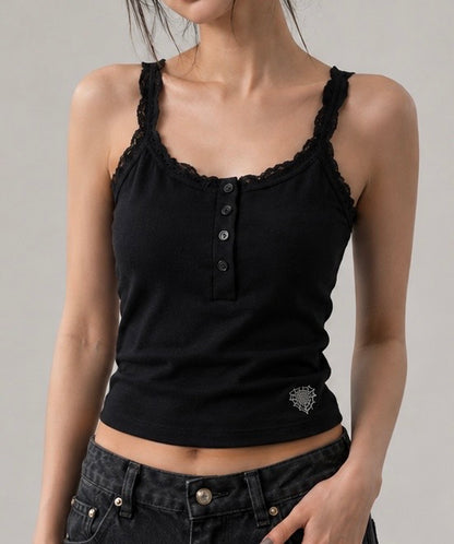 レースボタンキャミソール / Lace Button Camisole