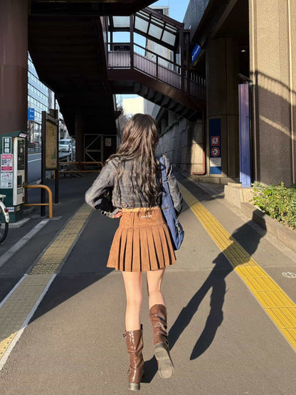 スエードプリーツスカート / Suede Pleated Skirt