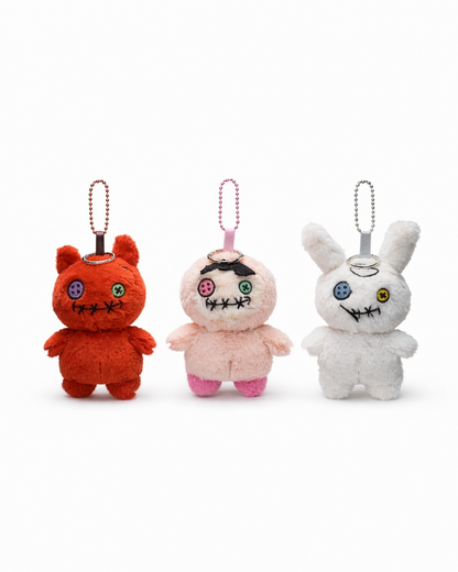 チビ3匹の戦士ぬいぐるみキーホルダー（単品） / Three Warriors Mini Plush Keychain (Single Item)