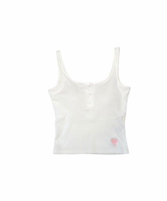 ボタンスクエアタンクトップ | Square Neck Button Tank Top