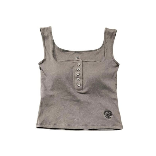 ボタンスクエアタンクトップ | Square Neck Button Tank Top