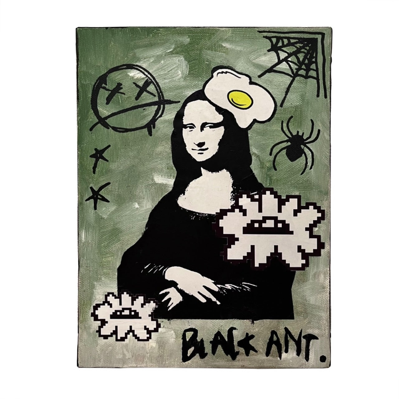 Mona Lisa with fried eggs on her head